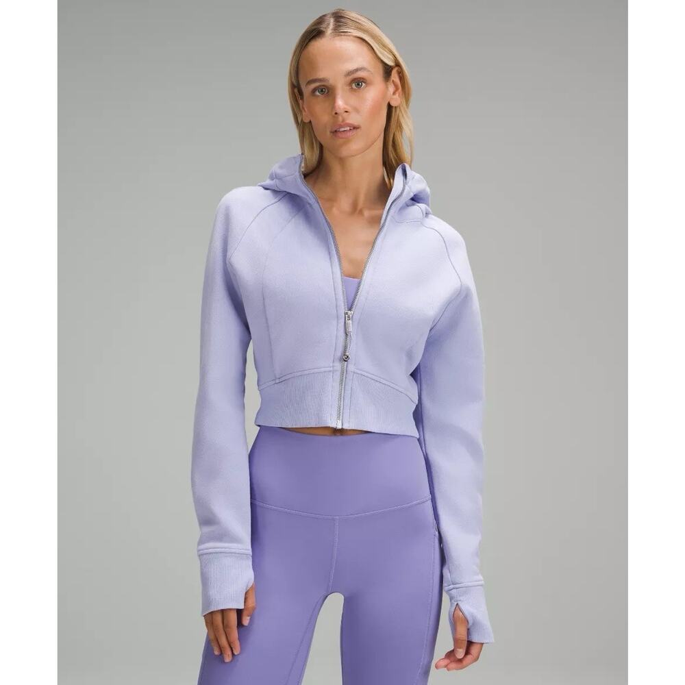 Lululemon‎ Scuba Full Zip Cropped Hoodie Lavender XS Athleisure Yoga Butter Soft